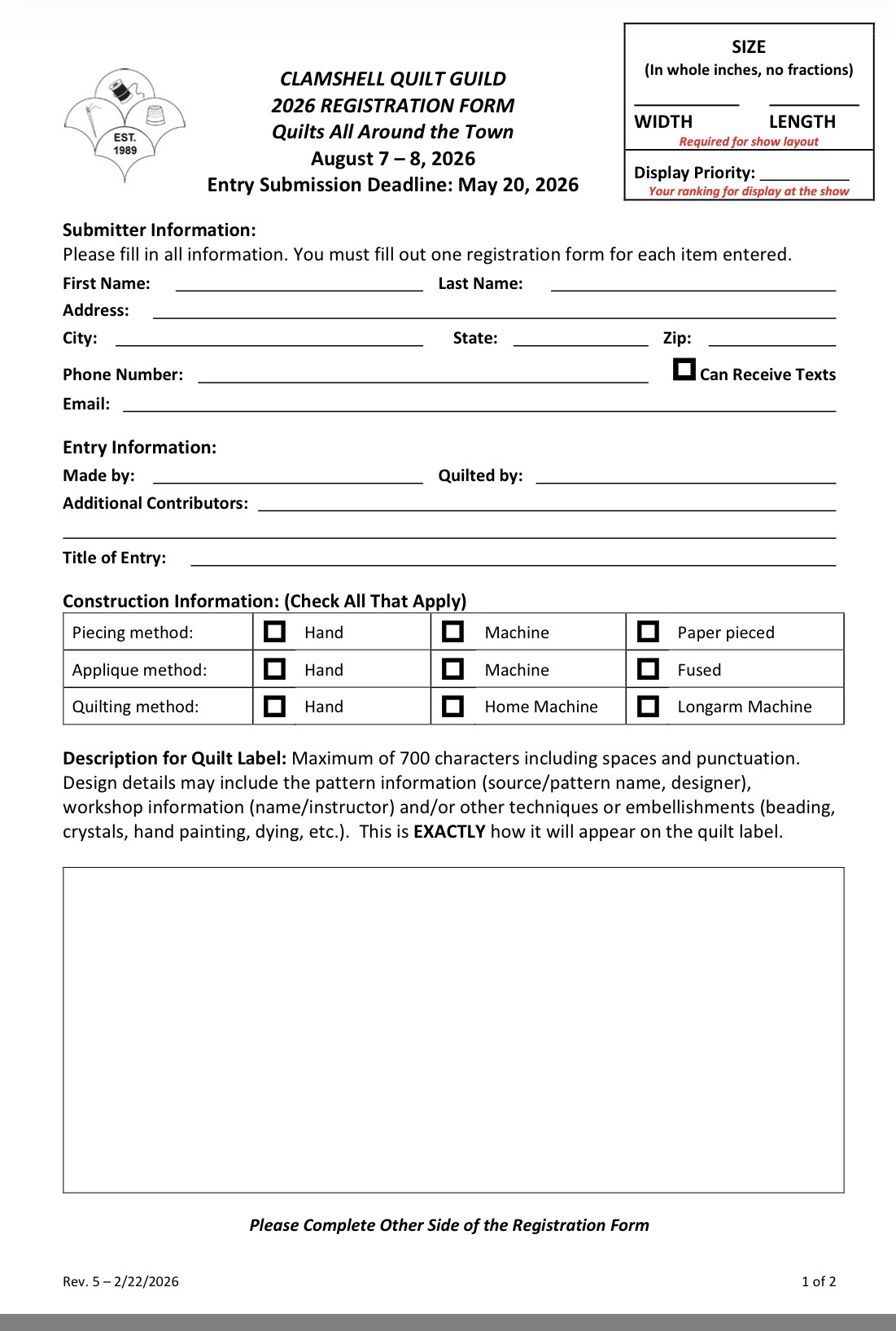 registration form